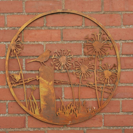 Eastern Connections 70cm Blackbird on Fence Natural Rust Metal Wall Art - Old Railway Line Garden Centre