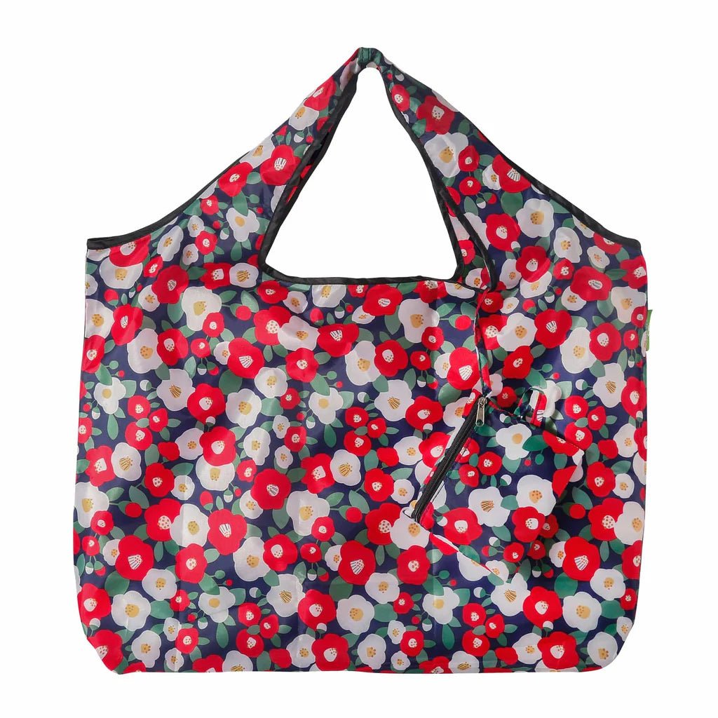 Eco Chic Foldable Reusable Large Shopping Bag Abstract Poppy - Old Railway Line Garden Centre