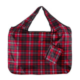 Eco Chic Foldable Reusable Large Shopping Bag Dark Tartan - Old Railway Line Garden Centre