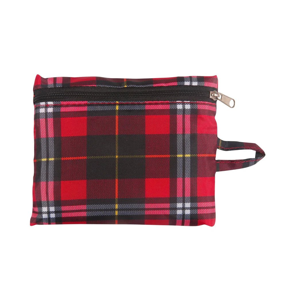 Eco Chic Foldable Reusable Large Shopping Bag Dark Tartan - Old Railway Line Garden Centre