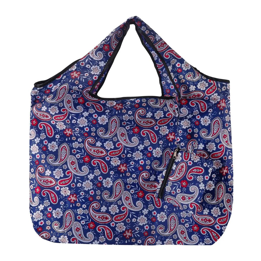 Eco Chic Foldable Reusable Large Shopping Bag Paisley - Old Railway Line Garden Centre