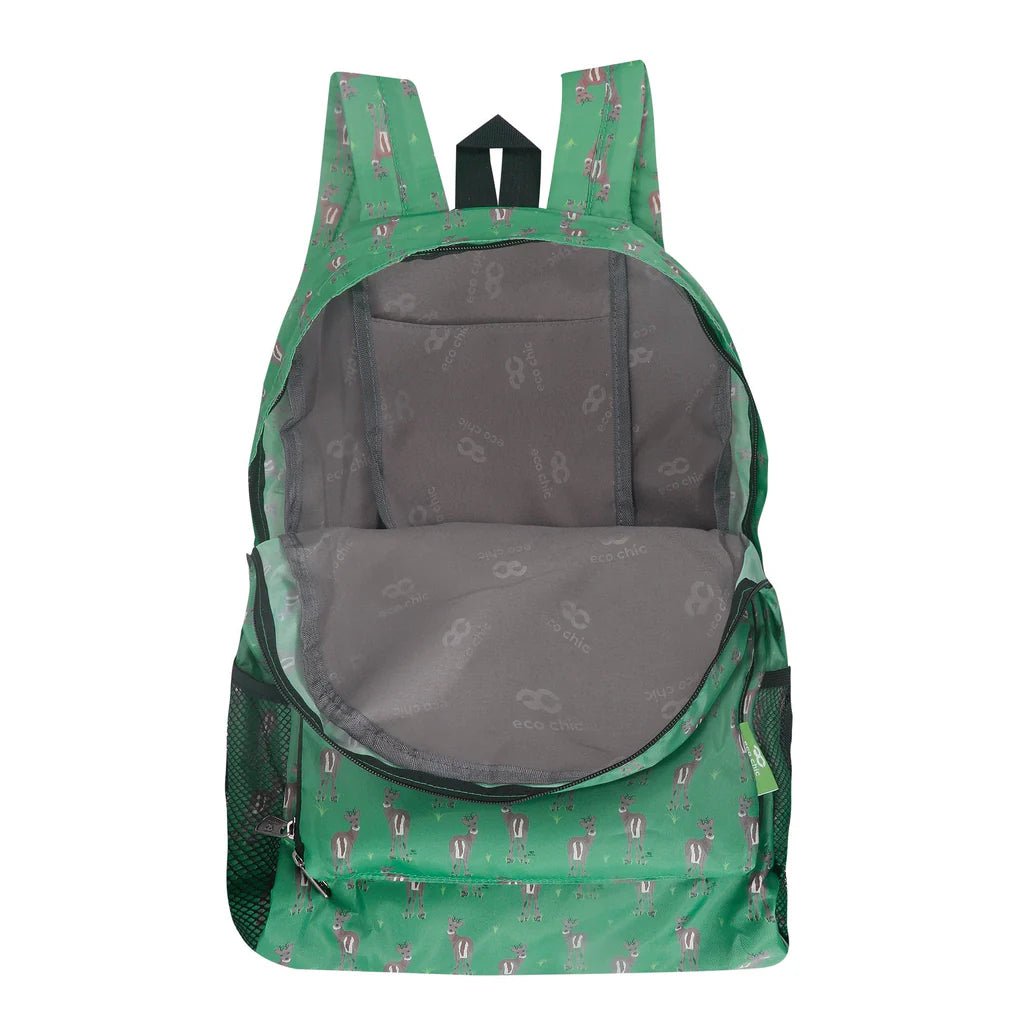 Eco Chic Lightweight Foldable Backpack Deer - Old Railway Line Garden Centre