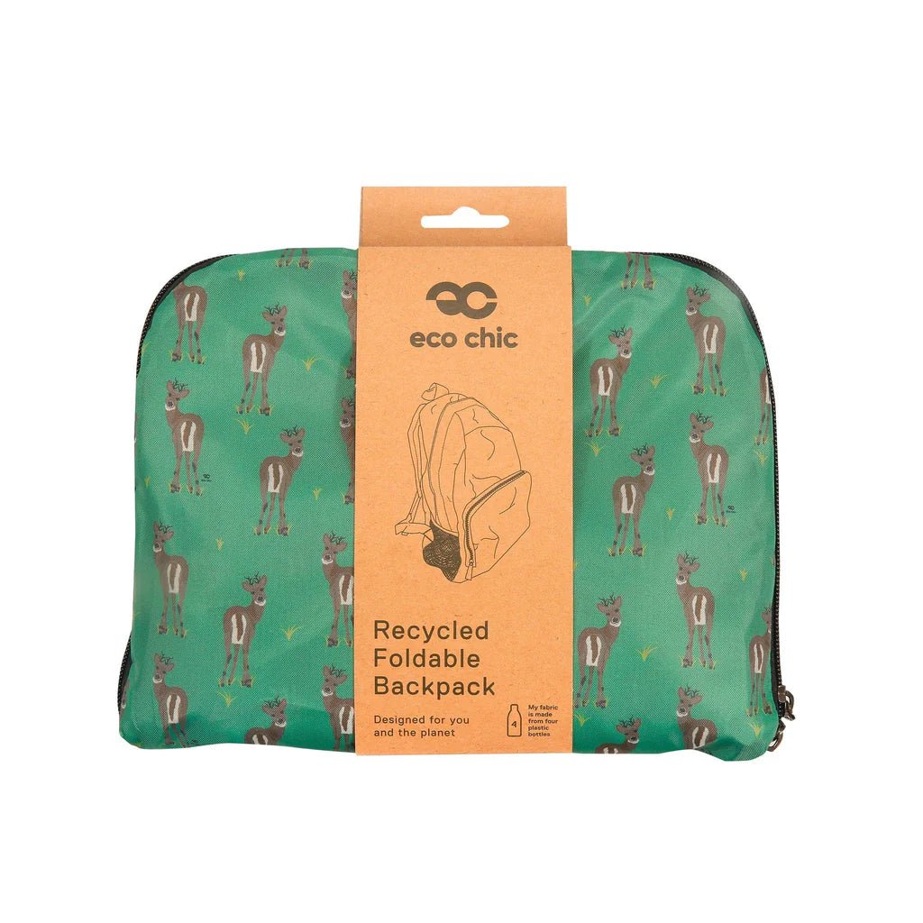Eco Chic Lightweight Foldable Backpack Deer - Old Railway Line Garden Centre