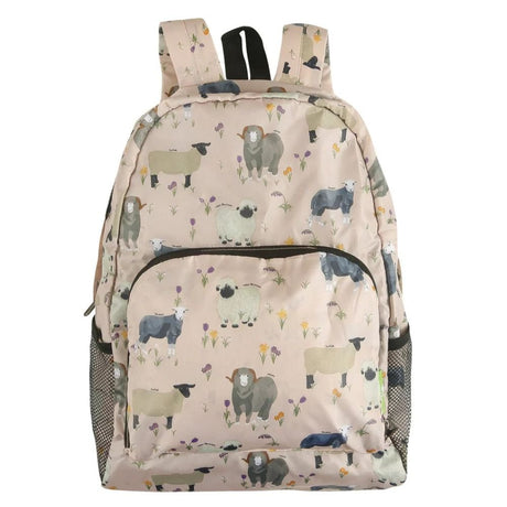 Eco Chic Lightweight Foldable Backpack Sheep Realism - Old Railway Line Garden Centre