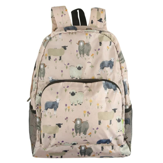 Eco Chic Lightweight Foldable Backpack Sheep Realism - Old Railway Line Garden Centre