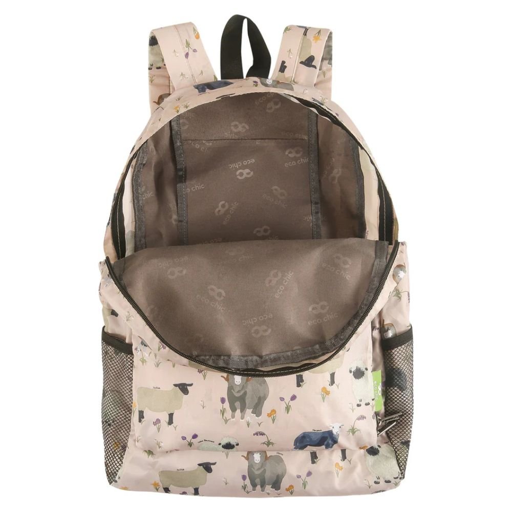 Eco Chic Lightweight Foldable Backpack Sheep Realism - Old Railway Line Garden Centre