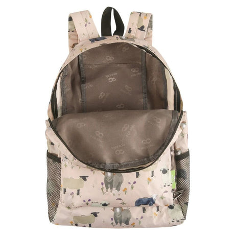 Eco Chic Lightweight Foldable Backpack Sheep Realism - Old Railway Line Garden Centre