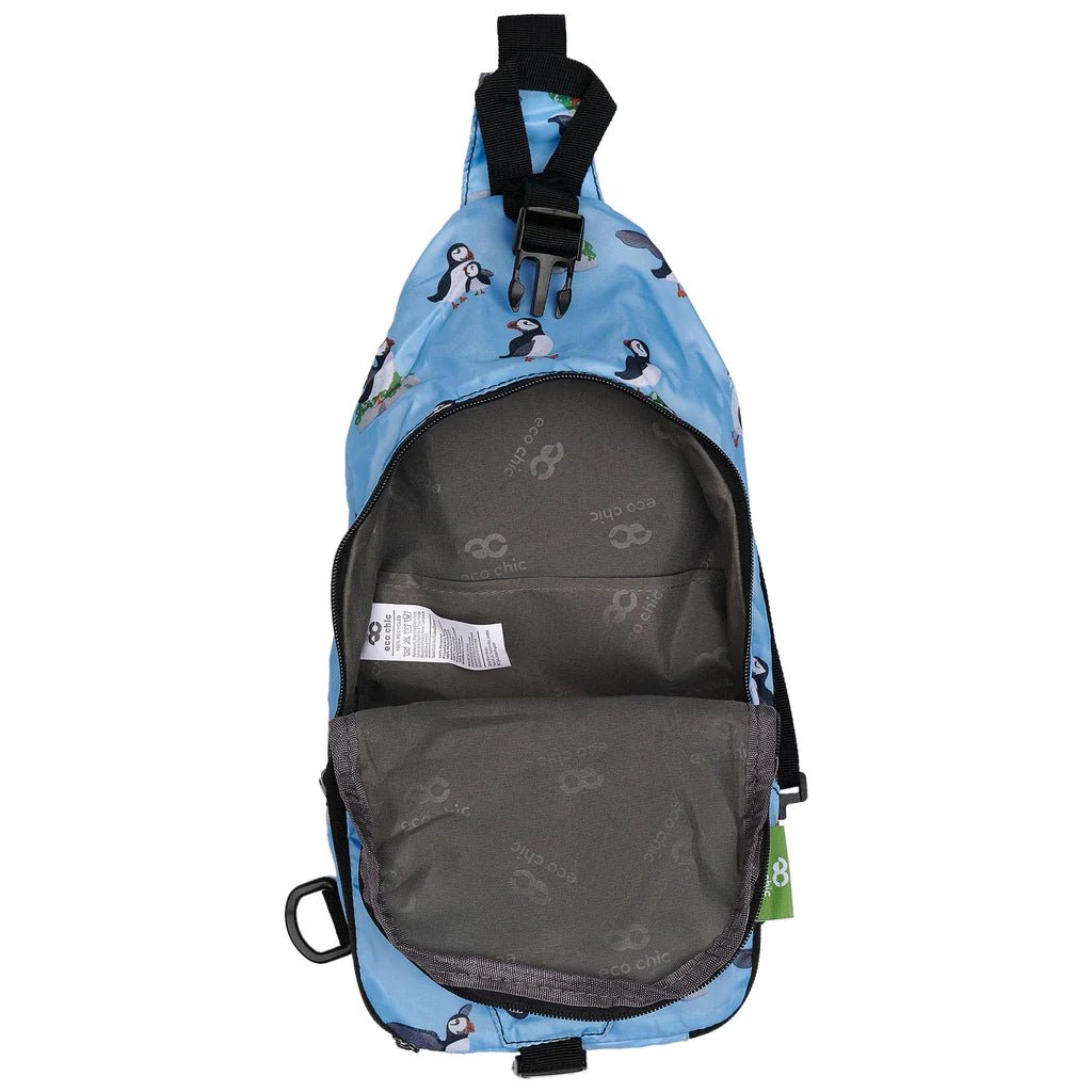 Eco Chic Lightweight Foldable Crossbody Bag Multi Puffin - Old Railway Line Garden Centre
