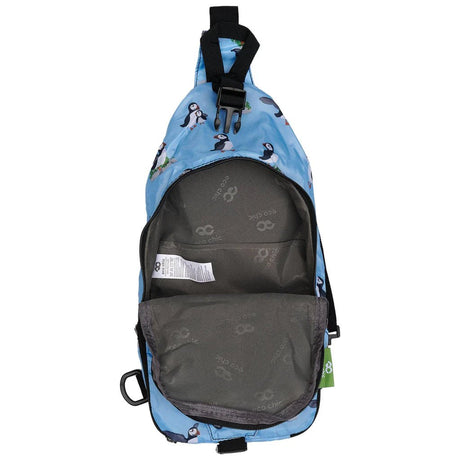 Eco Chic Lightweight Foldable Crossbody Bag Multi Puffin - Old Railway Line Garden Centre