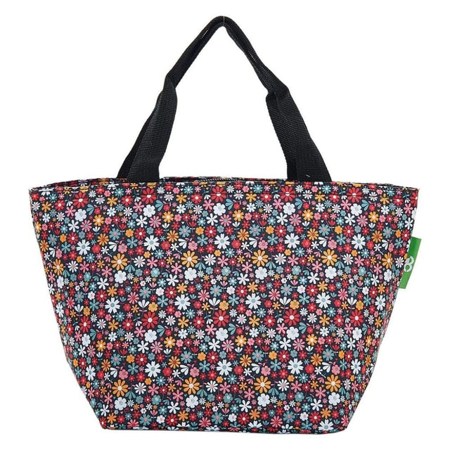 Eco Chic Lightweight Foldable Lunch Bag - Black Ditsy - Old Railway Line Garden Centre