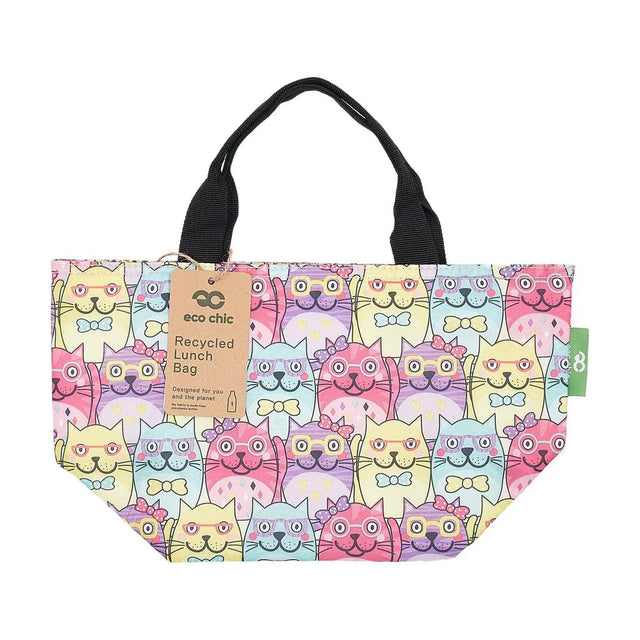 Eco Chic Lightweight Foldable Lunch Bag Glasses Cats - Old Railway Line Garden Centre