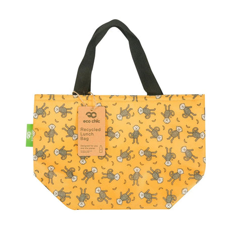 Eco Chic Lightweight Foldable Lunch Bag Monkeys - Mustard - Old Railway Line Garden Centre