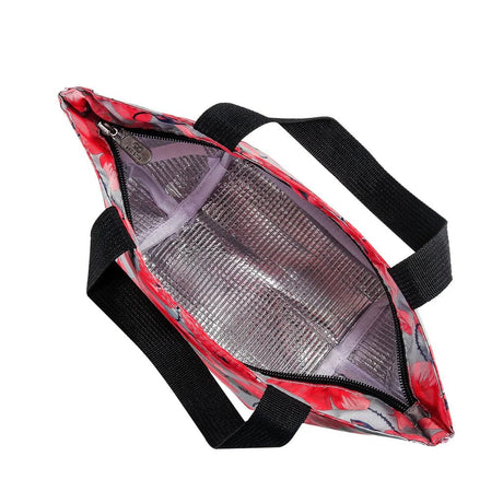 Eco Chic Lightweight Foldable Lunch Bag Poppies - Grey - Old Railway Line Garden Centre