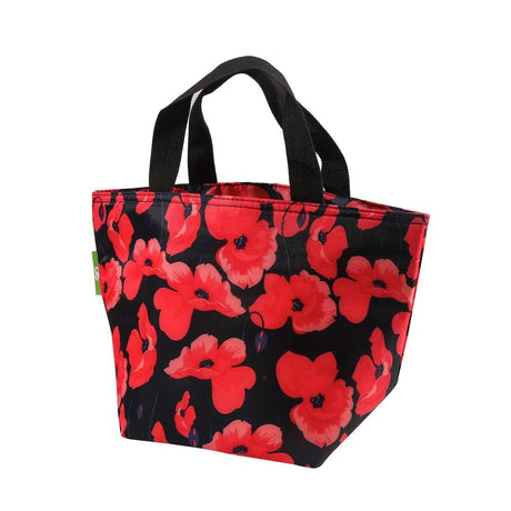 Eco Chic Lightweight Foldable Lunch Bag Poppies - Navy - Old Railway Line Garden Centre
