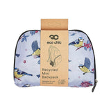 Eco Chic Lightweight Foldable Mini Backpack Blue Tits - Old Railway Line Garden Centre