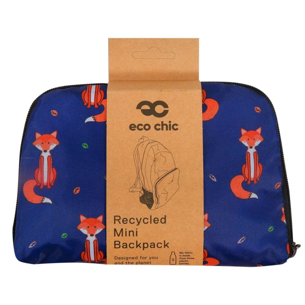 Eco Chic Lightweight Foldable Mini Backpack Foxes - Old Railway Line Garden Centre