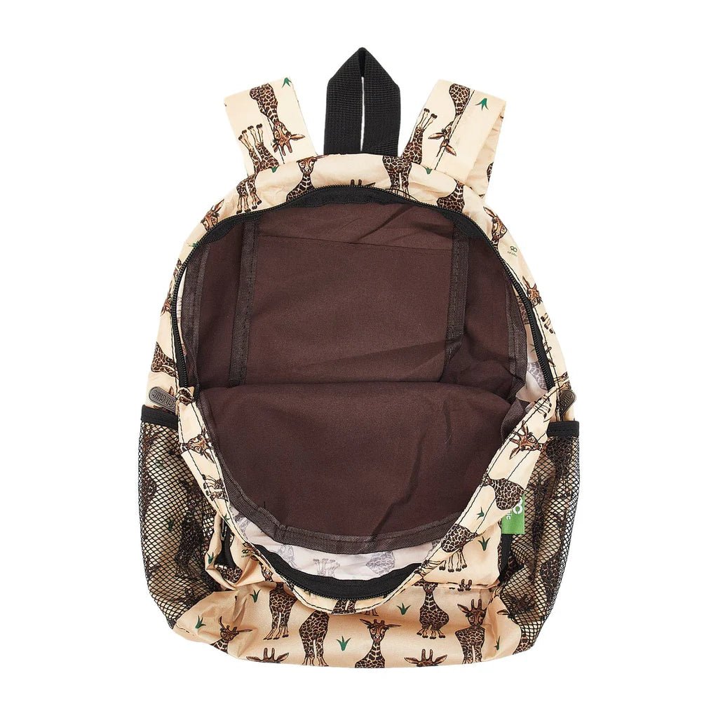 Eco Chic Lightweight Foldable Mini Backpack Giraffes - Old Railway Line Garden Centre