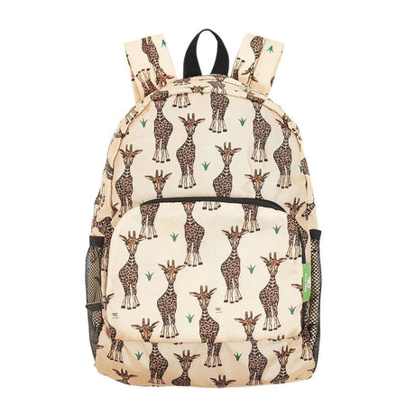 Eco Chic Lightweight Foldable Mini Backpack Giraffes - Old Railway Line Garden Centre