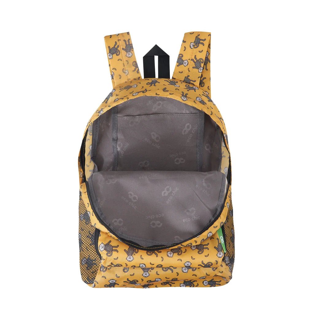 Eco Chic Lightweight Foldable Mini Backpack Monkeys