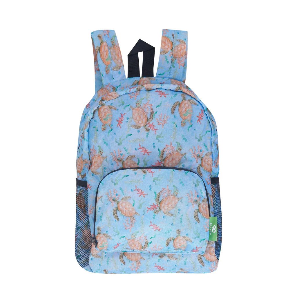 Eco Chic Lightweight Foldable Mini Backpack Sea Turtles - Old Railway Line Garden Centre