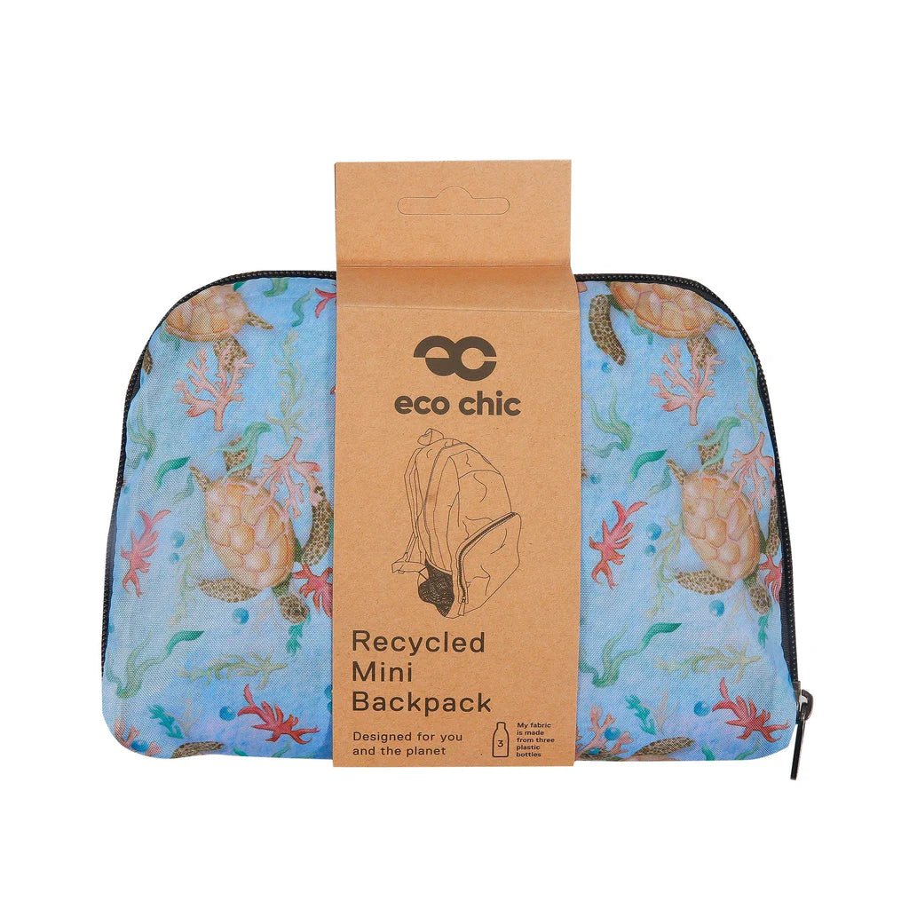 Eco Chic Lightweight Foldable Mini Backpack Sea Turtles – Old