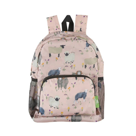 Eco Chic Lightweight Foldable Mini Backpack Sheep Realism - Old Railway Line Garden Centre