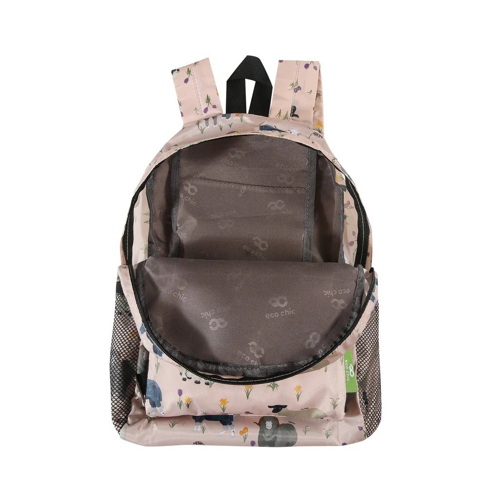 Eco Chic Lightweight Foldable Mini Backpack Sheep Realism – Old Railway Line Garden Centre