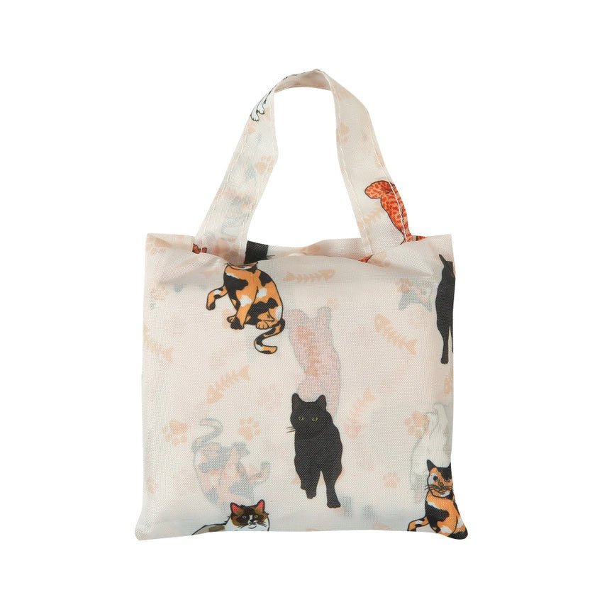 Eco Chic Lightweight Foldable Reusable Shopping Bag - Beige Beloved Cats - Old Railway Line Garden Centre