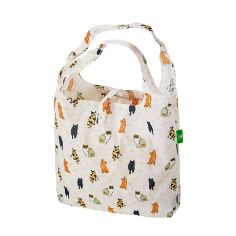Eco Chic Lightweight Foldable Reusable Shopping Bag - Beige Beloved Cats - Old Railway Line Garden Centre
