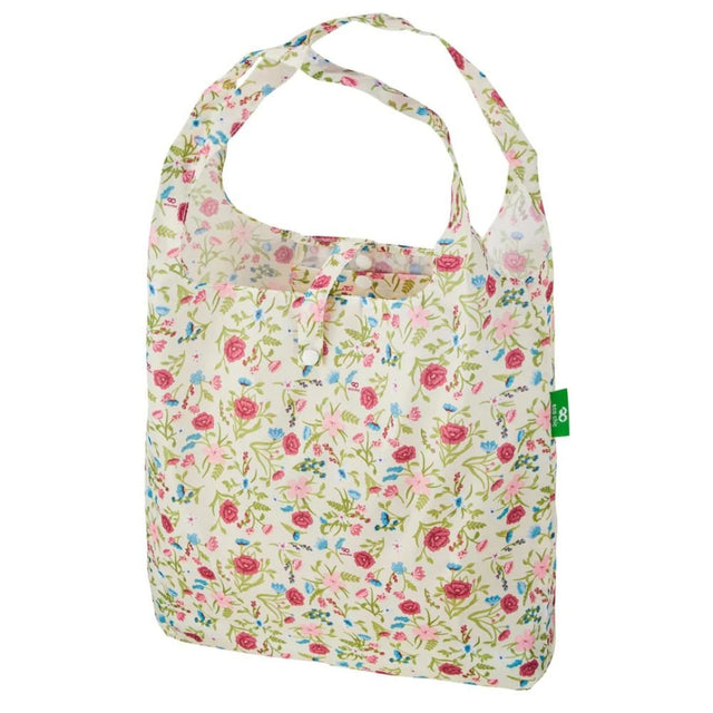 Eco Chic Lightweight Foldable Reusable Shopping Bag - Beige Floral - Old Railway Line Garden Centre