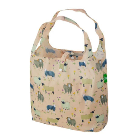 Eco Chic Lightweight Foldable Reusable Shopping Bag - Beige Sheep Realism - Old Railway Line Garden Centre