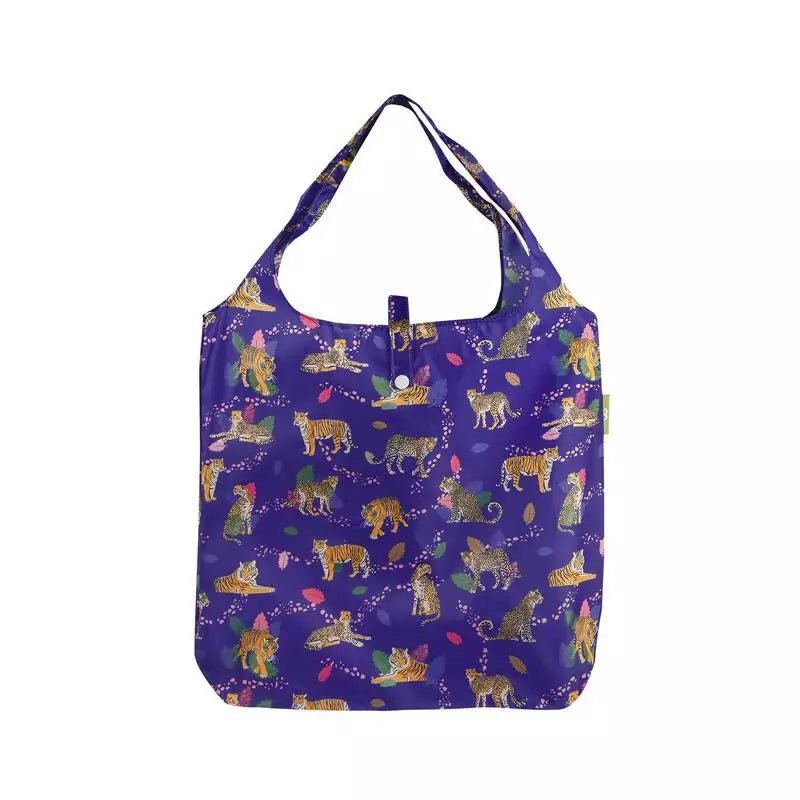 Eco Chic Lightweight Foldable Reusable Shopping Bag - Blue Big Cat - Old Railway Line Garden Centre