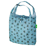 Eco Chic Lightweight Foldable Reusable Shopping Bag - Blue Bumble Bees - Old Railway Line Garden Centre