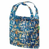 Eco Chic Lightweight Foldable Reusable Shopping Bag - Blue Dogs - Old Railway Line Garden Centre