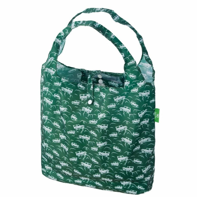 Eco Chic Lightweight Foldable Reusable Shopping Bag - Green 4x4 - Old Railway Line Garden Centre