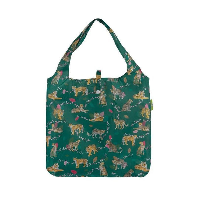 Eco Chic Lightweight Foldable Reusable Shopping Bag - Green Big Cat - Old Railway Line Garden Centre