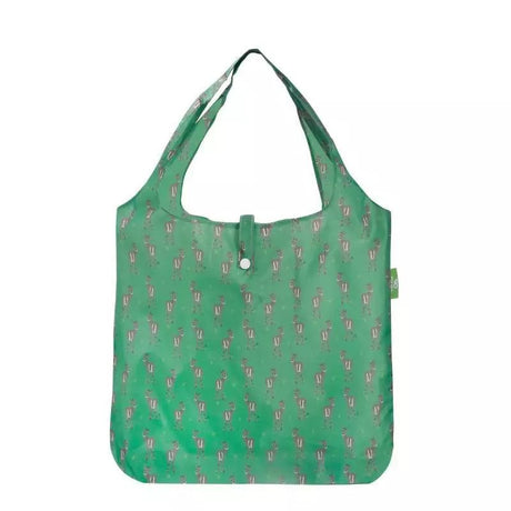 Eco Chic Lightweight Foldable Reusable Shopping Bag - Green Deer - Old Railway Line Garden Centre