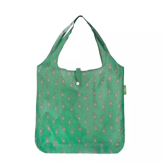 Eco Chic Lightweight Foldable Reusable Shopping Bag - Green Deer - Old Railway Line Garden Centre
