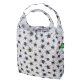Eco Chic Lightweight Foldable Reusable Shopping Bag - Grey Bumble Bees - Old Railway Line Garden Centre