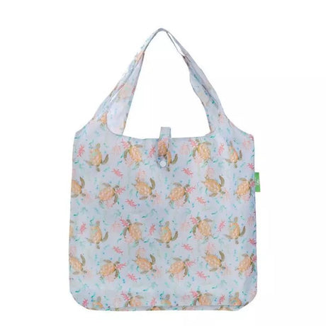 Eco Chic Lightweight Foldable Reusable Shopping Bag - Grey Sea Turtles - Old Railway Line Garden Centre