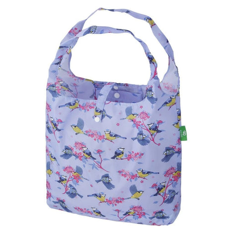 Eco Chic Lightweight Foldable Reusable Shopping Bag - Lilac Blue Tits - Old Railway Line Garden Centre