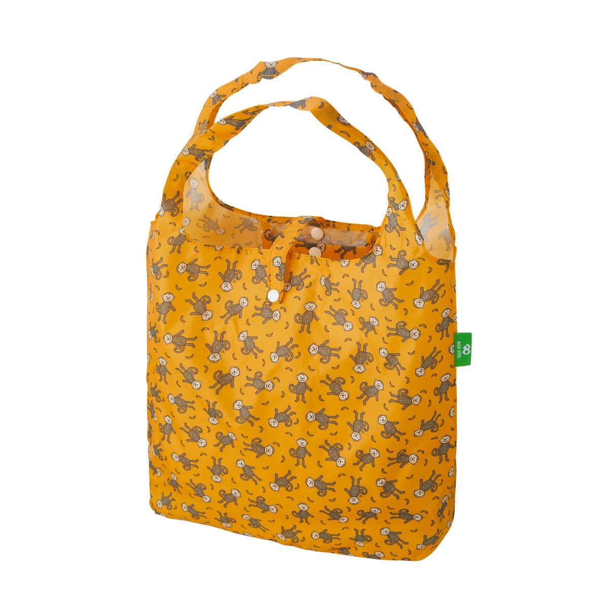 Eco Chic Lightweight Foldable Reusable Shopping Bag - Mustard Monkeys - Old Railway Line Garden Centre