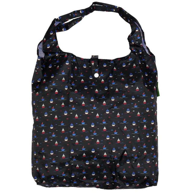 Eco Chic Lightweight Foldable Reusable Shopping Bag - Navy Yachts - Old Railway Line Garden Centre