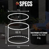 Eco Fuego El Campo Wax Fuel Fire Pit - Stainless Steel - Old Railway Line Garden Centre