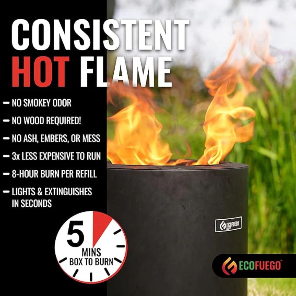 Eco Fuego El Campo Wax Fuel Fire Pit - Stainless Steel - Old Railway Line Garden Centre