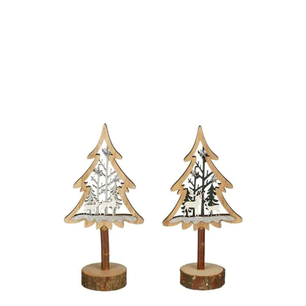 Edelman 27cm Brown Christmas Tree on Wooden Block Ornament (Choice of 2)