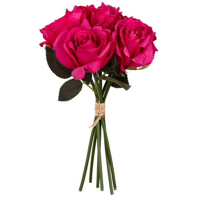 Eleganza Artificial Rose Spray with 6 heads- Dark Pink - Old Railway Line Garden Centre