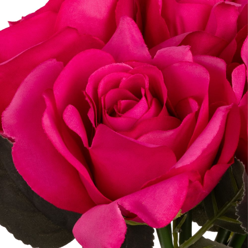 Eleganza Artificial Rose Spray with 6 heads- Dark Pink - Old Railway Line Garden Centre
