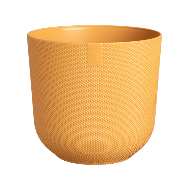 Elho 14cm Amber Yellow Jazz Round Recycled Plastic Pot - Old Railway Line Garden Centre
