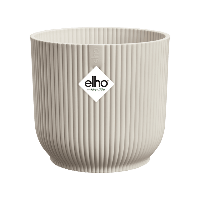 Elho 16cm Vibes Fold Round Plant Pot - Linen White - Old Railway Line Garden Centre